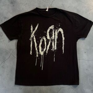 Korn Still A Freak Graphic Band T-Shirt Black Large Splatter Logo Nu Metal Tee